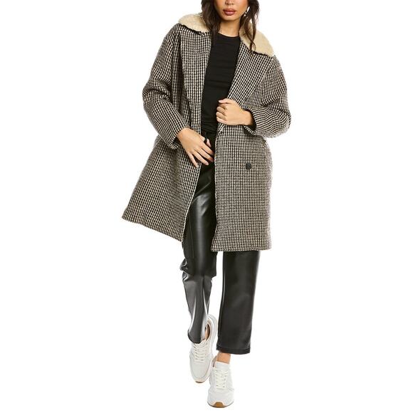 Rag & Bone Mina Houndstooth Brown Plaid Wool Coat XL - Picture 2 of 12
